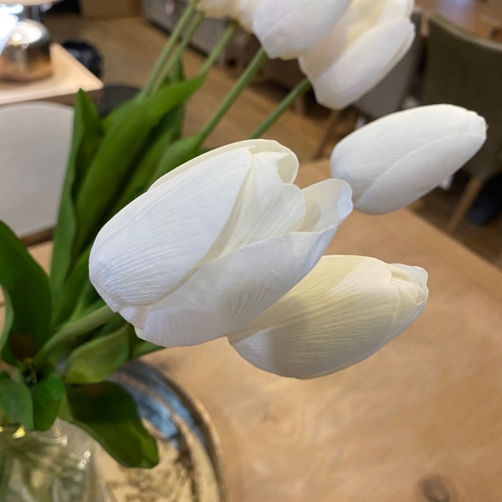 Set of Three Long Stem White Faux Tulips 65cm C