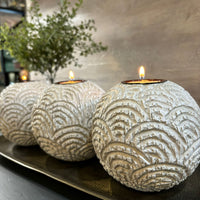 Set of Three Scalloped Candle Holders 12cm