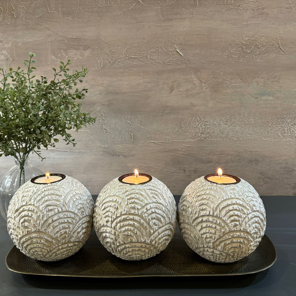 Set of Three Scalloped Candle Holders 12cm B