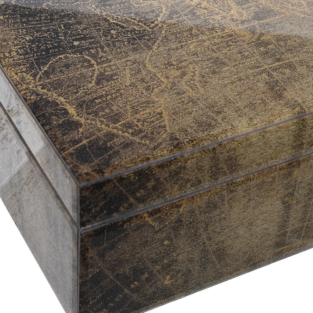 Set of Two Aged Map Jewellery BoxesB