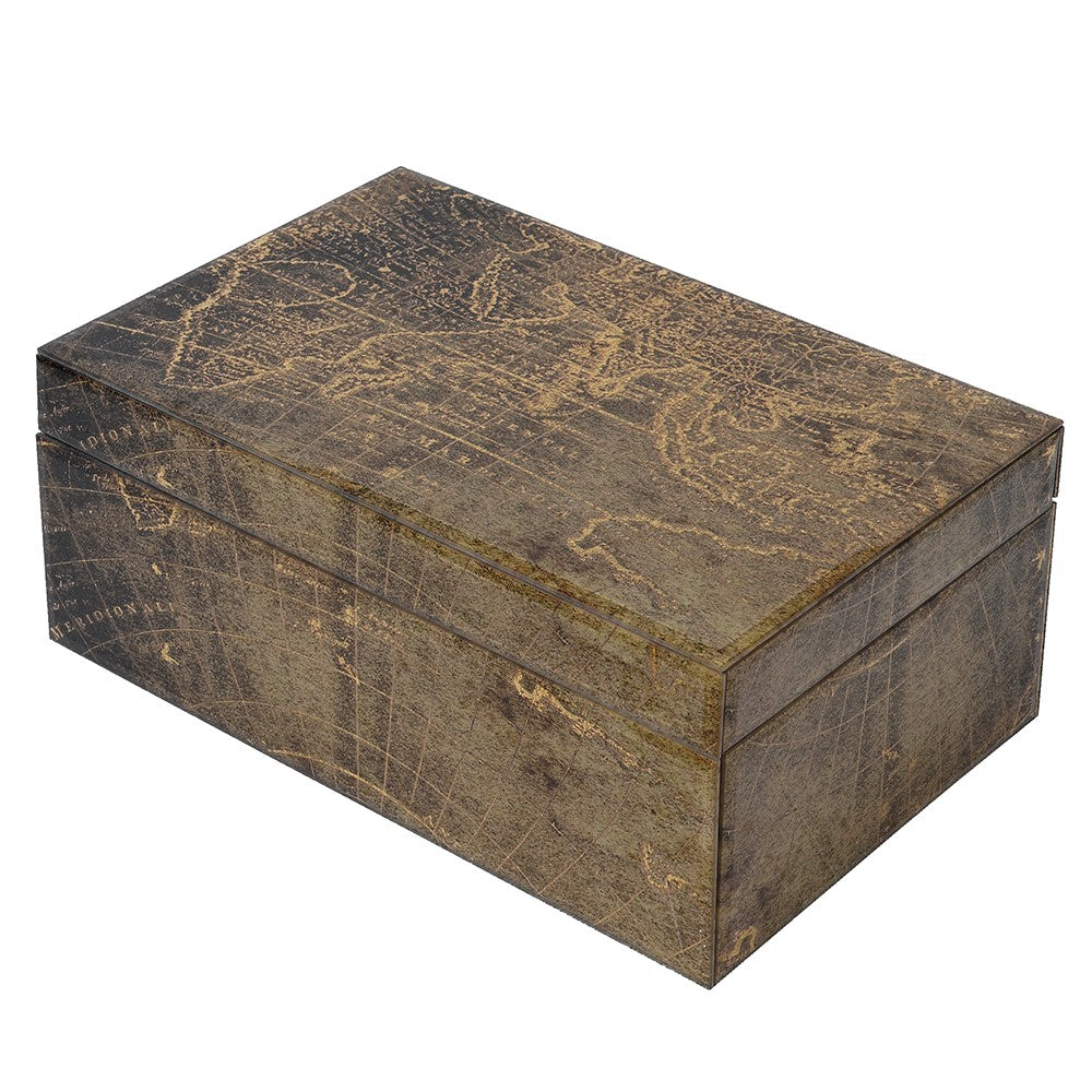 Set of Two Aged Map Jewellery BoxesC