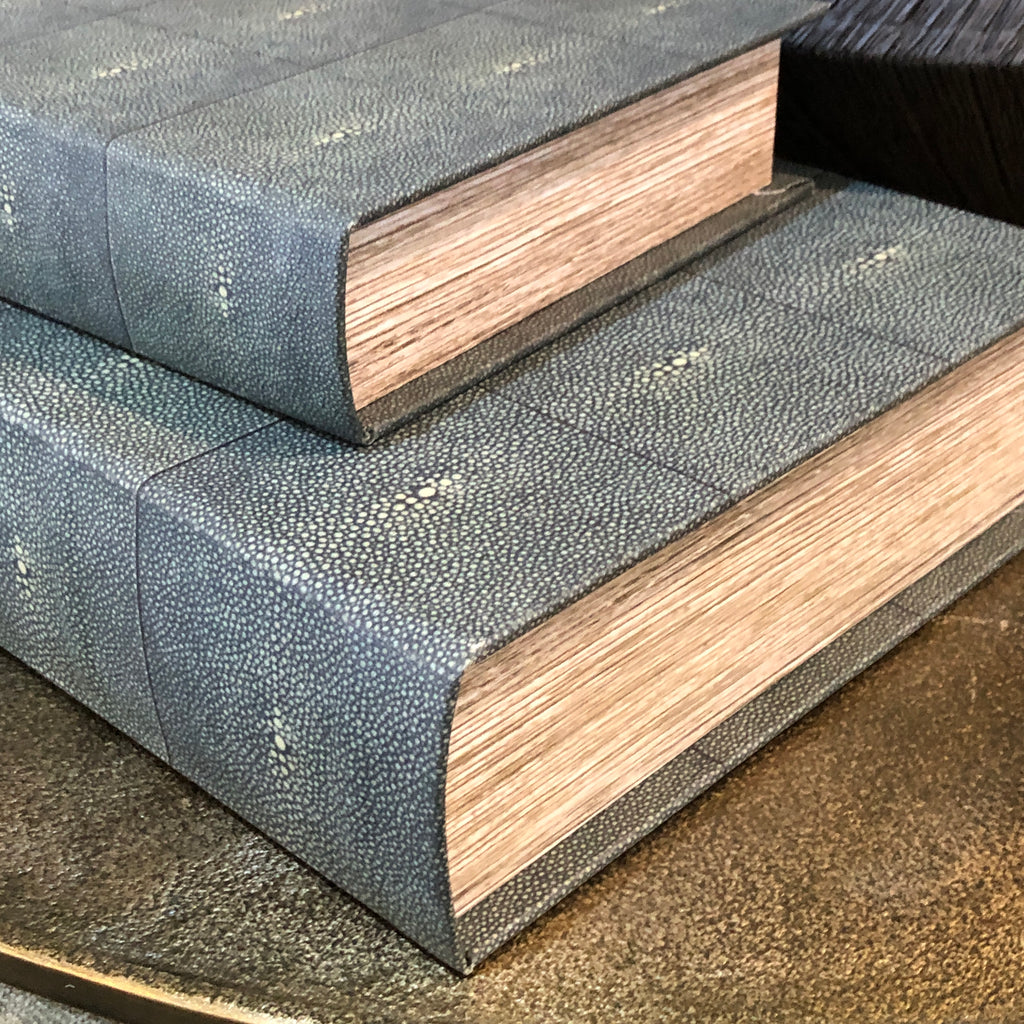 Set of Two Faux Shagreen Book Boxes 33cm B