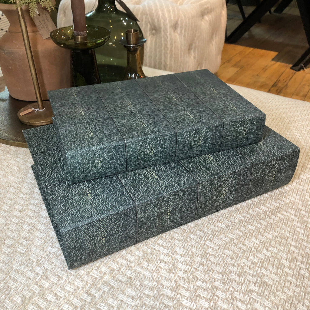 Set of Two Faux Shagreen Book Boxes 33cm C