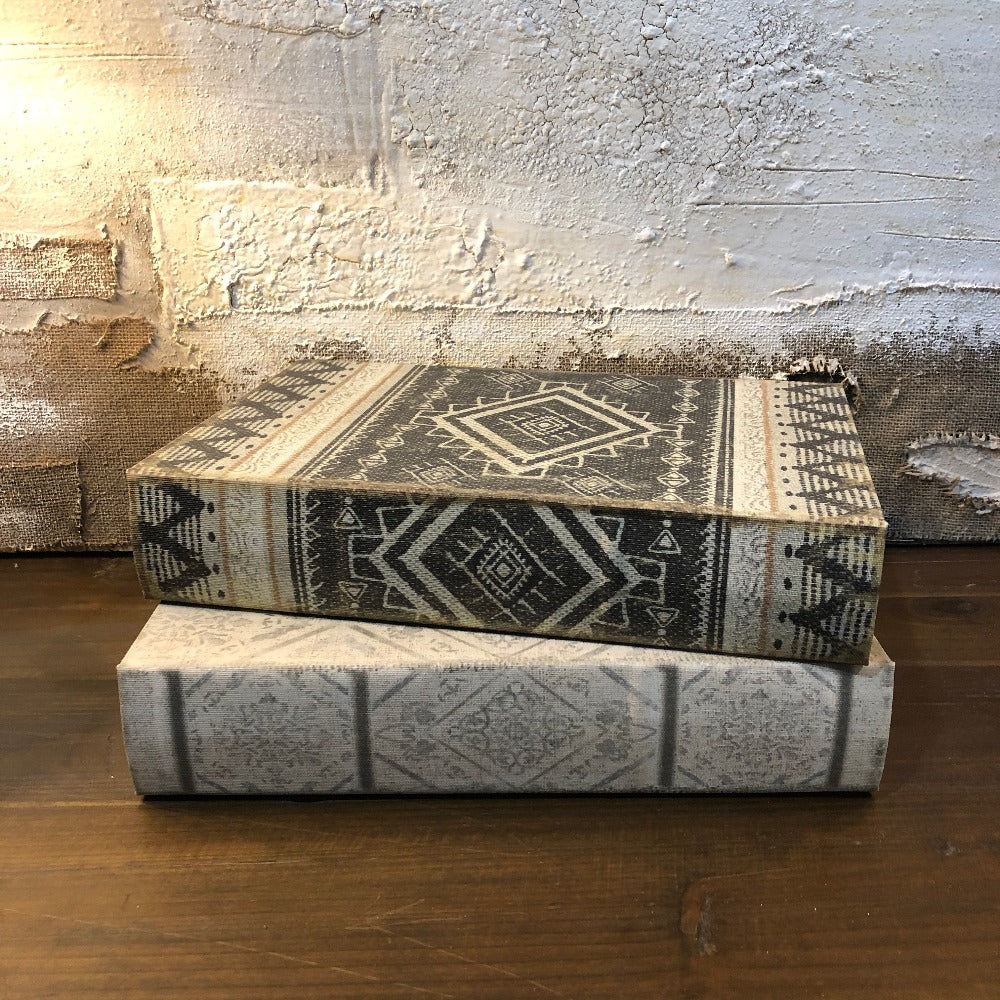 Set of Two Grey Design Book Boxes 33cm | Annie Mo's