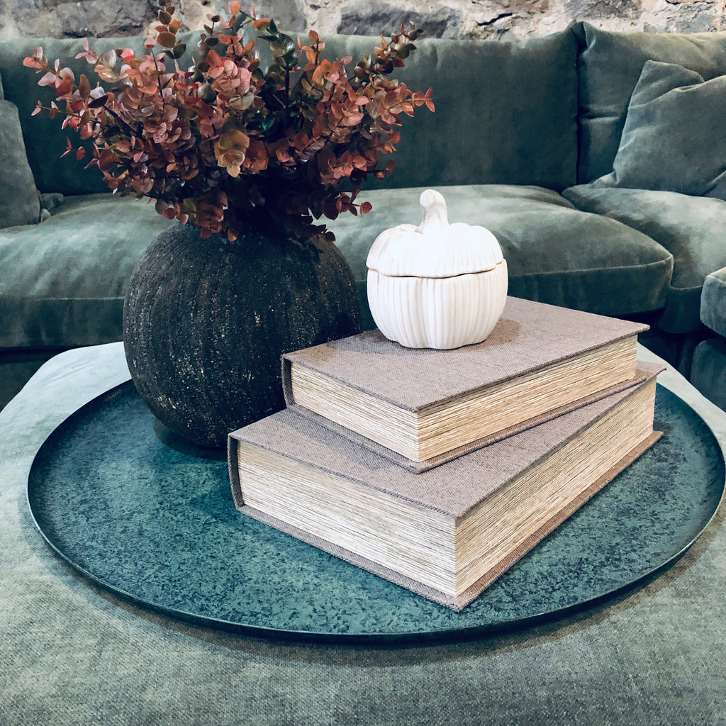 Set of Two Grey Woven Book Boxes 33cm | Annie Mo's