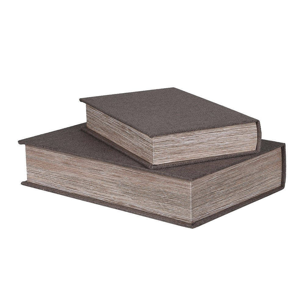 Set of 2 Grey Woven Book Boxes B