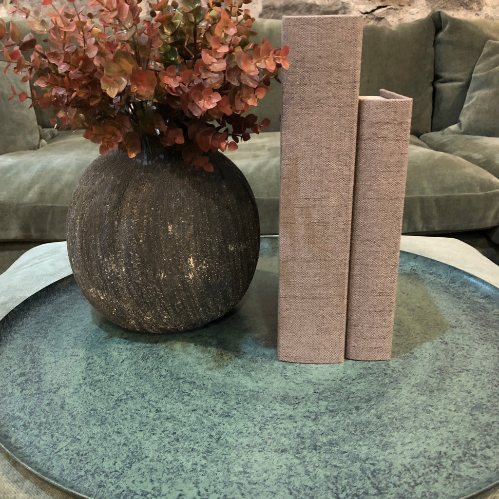 Set of Two Grey Woven Book Boxes 33cm F