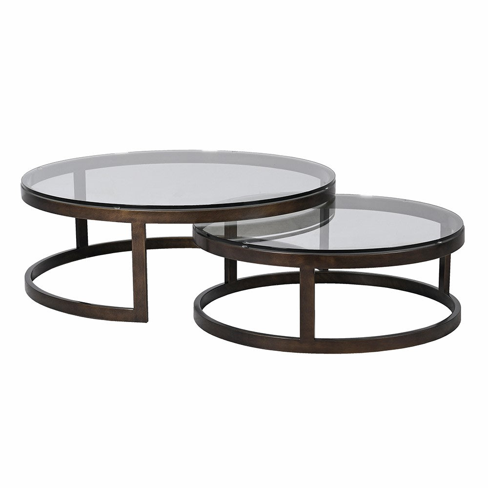 Set of Two Iron and Glass Round Coffee Tables 100cm | Annie Mo's 2