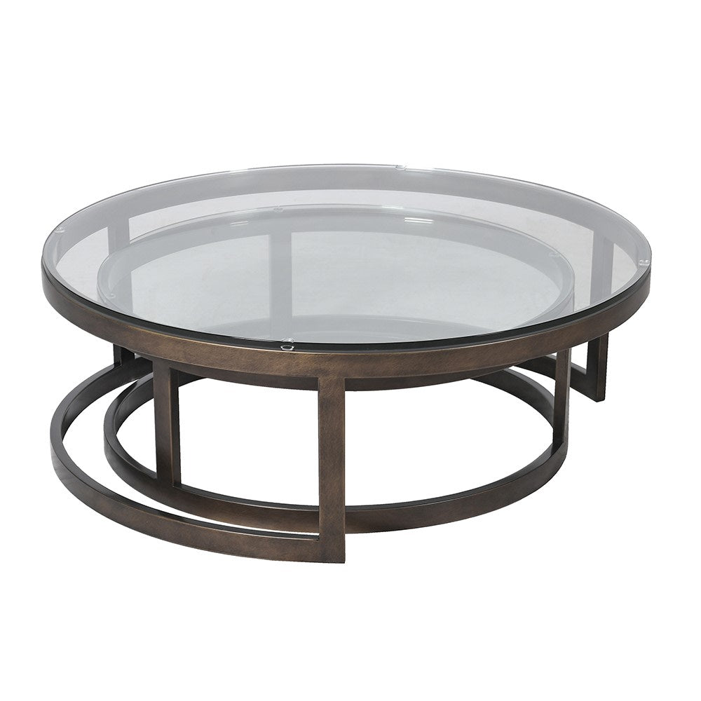 Set of Two Iron and Glass Round Coffee Tables 100cm 3