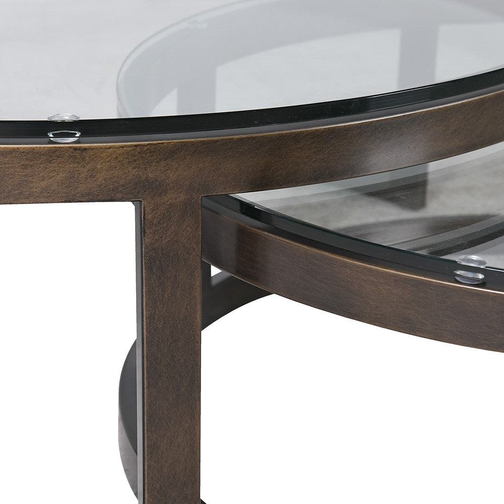 Set of Two Iron and Glass Round Coffee Tables 100cm 4