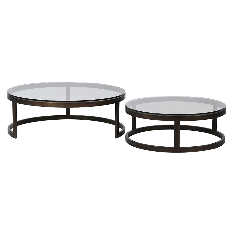 Set of Two Iron and Glass Round Coffee Tables 100cm 5