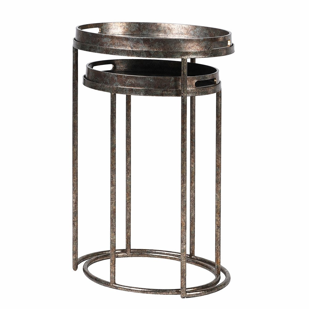 Set of Two Mirrored Seville Tray Nesting Tables 67cmE