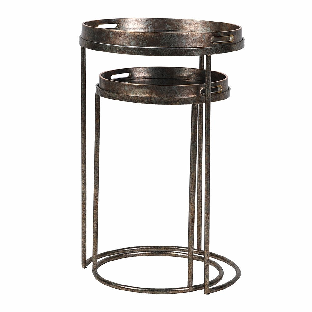 Set of Two Mirrored Swallow Tray Nesting Tables 73cmD