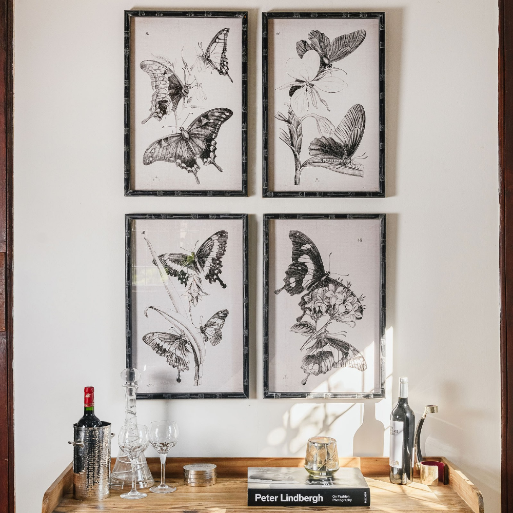 Woodstock Set of 4 Butterfly Framed Prints 60cm