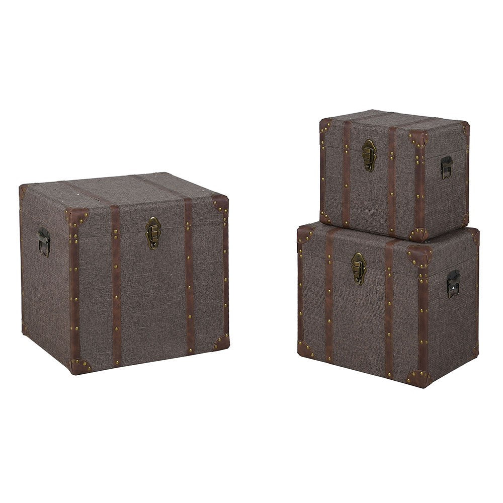 Set of Three Brown Trunks
