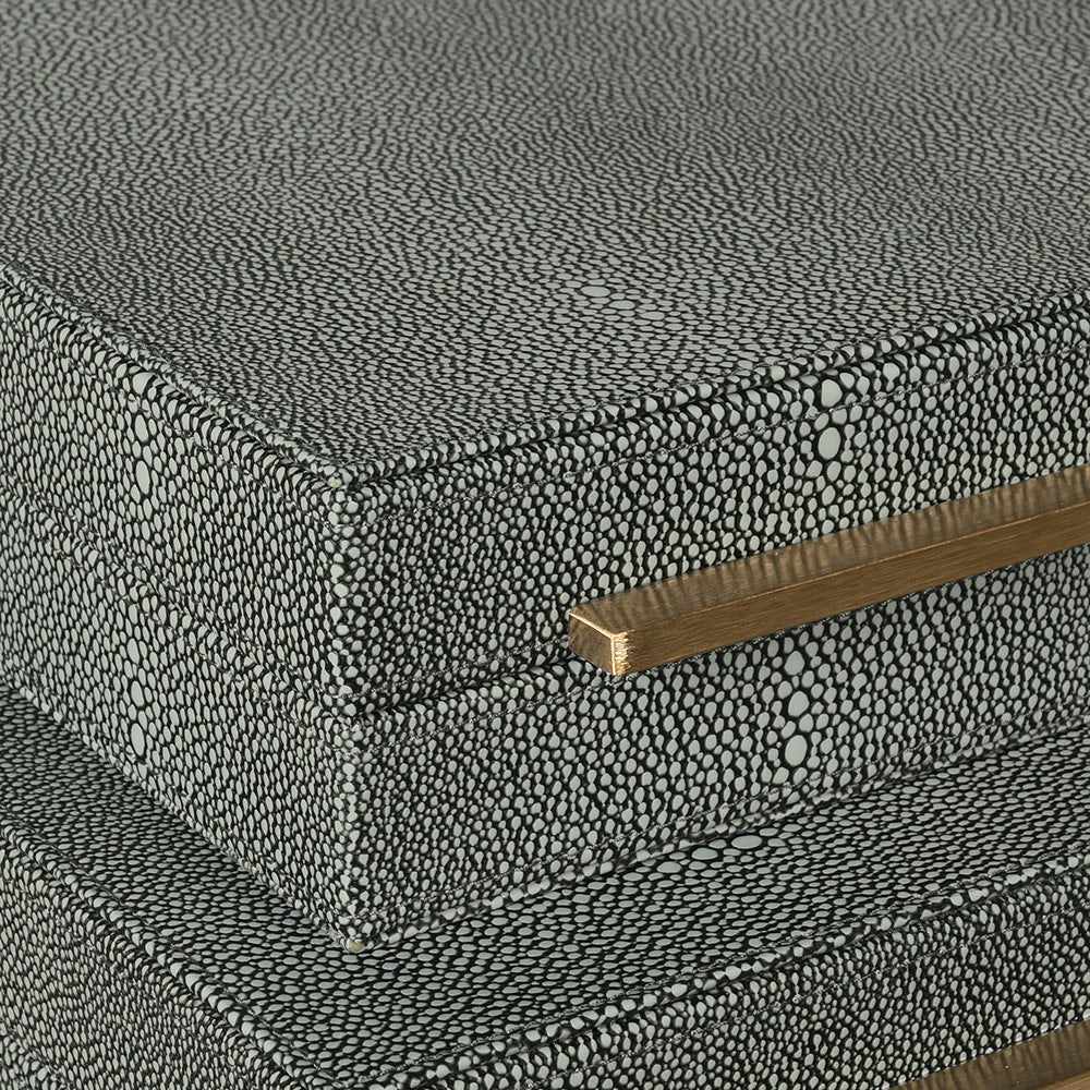 Set of Three Faux Grey Shagreen Boxes 35cm B