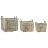 Set of Three Rattan Handle Baskets with Plastic Liner 51cm | Annie Mo'