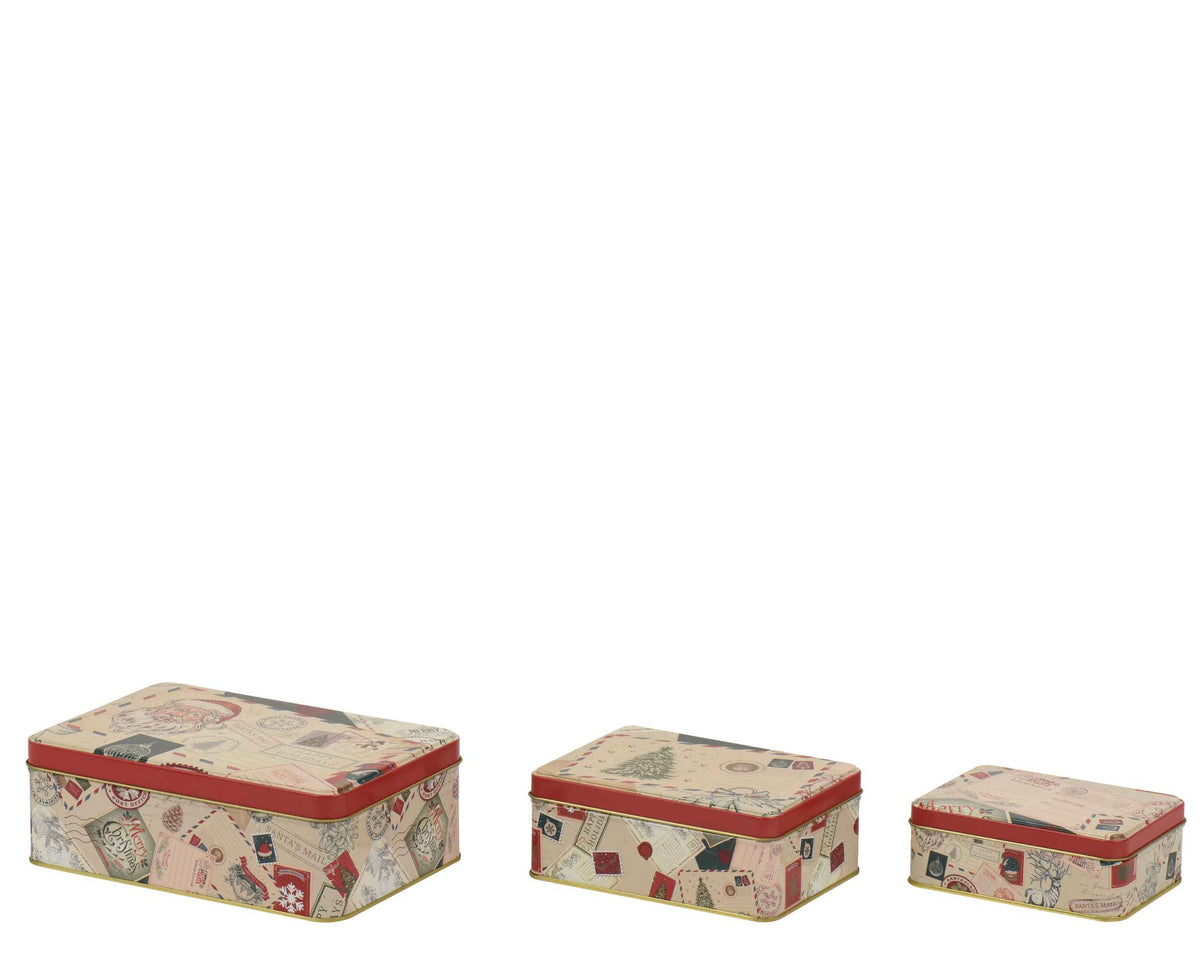 Set of Three Santa Print Tins 19cm | Annie Mo's