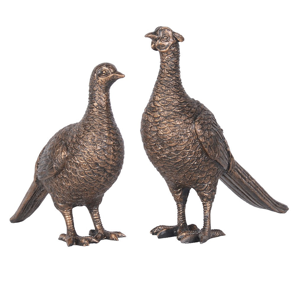 Set of Two Bronze Effect Pheasants 14cm | Annie Mo's
