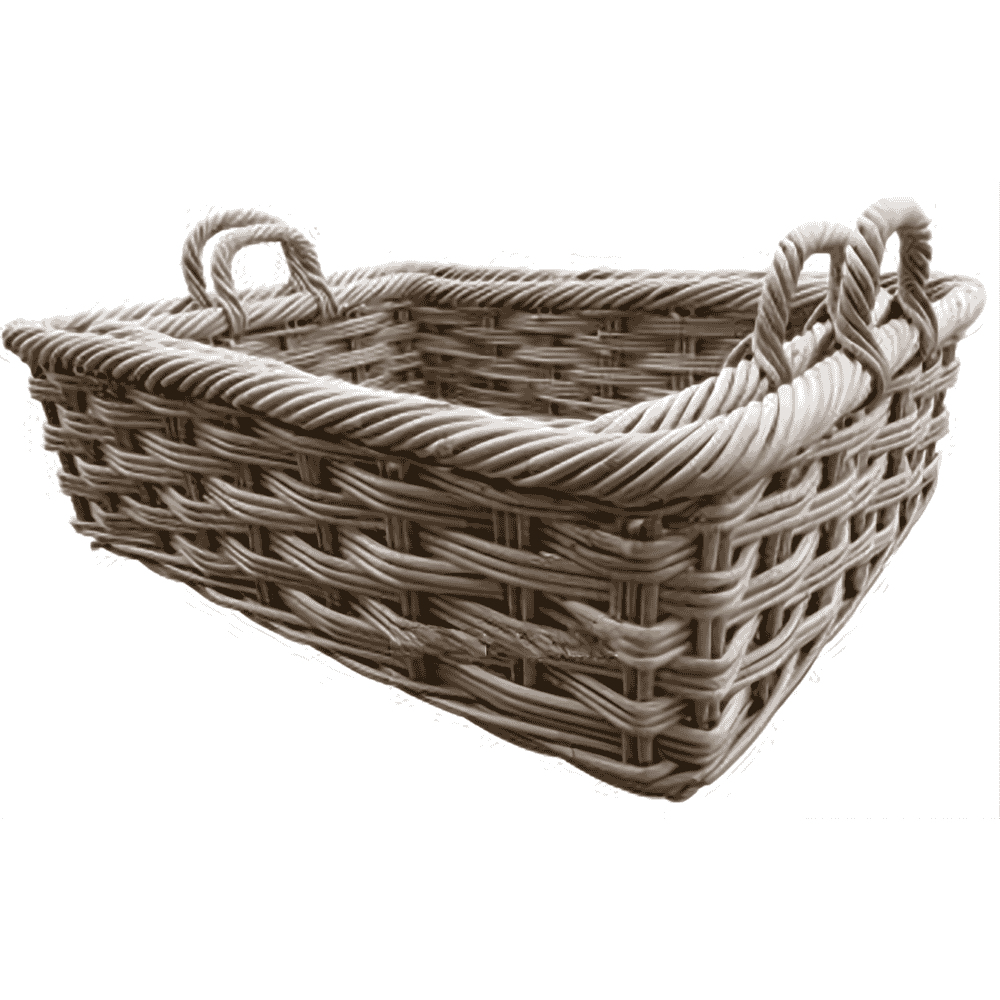 Set of Two Rattan Rectangular Trays with Ear Handles