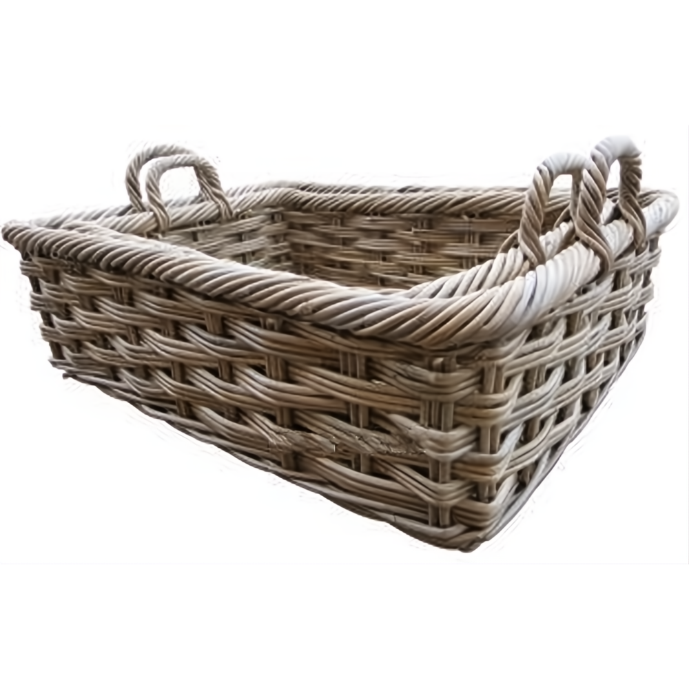 Set of Two Rattan Rectangular Trays with Ear Handles 61cm