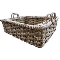 Set of Two Rattan Rectangular Trays with Ear Handles 61cm