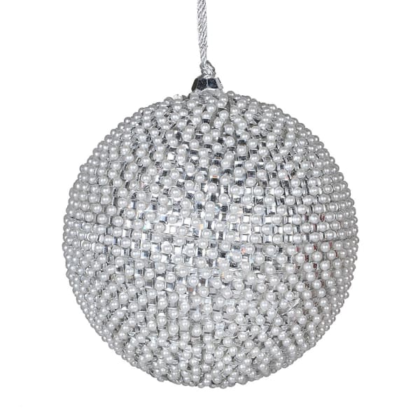 Silver Pearl Bauble 9cm