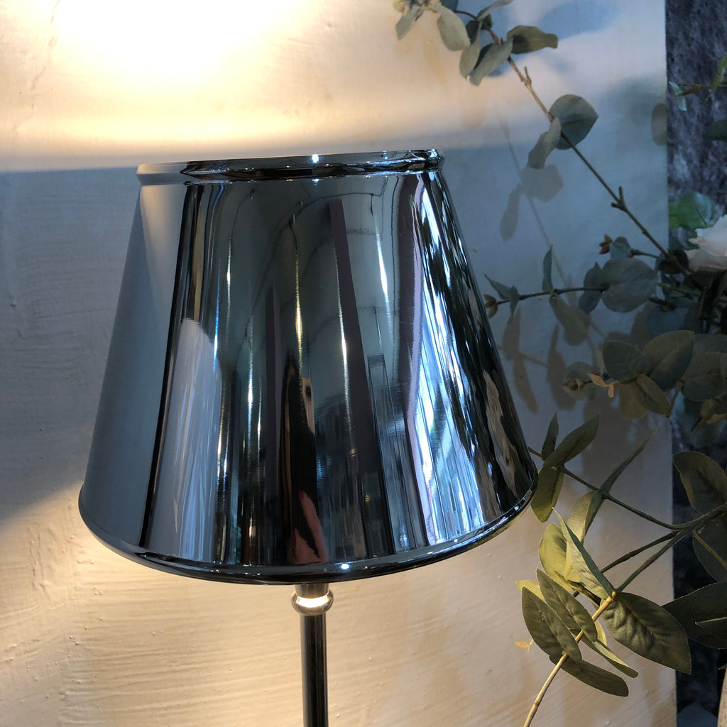 Slim Nickel Table Lamp with Metal Shade 64cm B