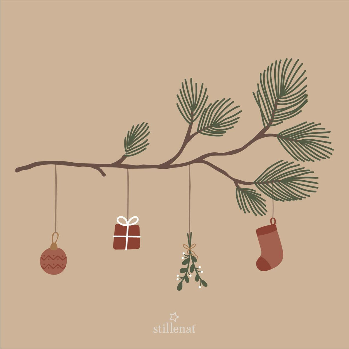Small Paper Napkins 16.5x16.5cm with Cedar Branch 20 Pc Per Pack | Annie Mo's