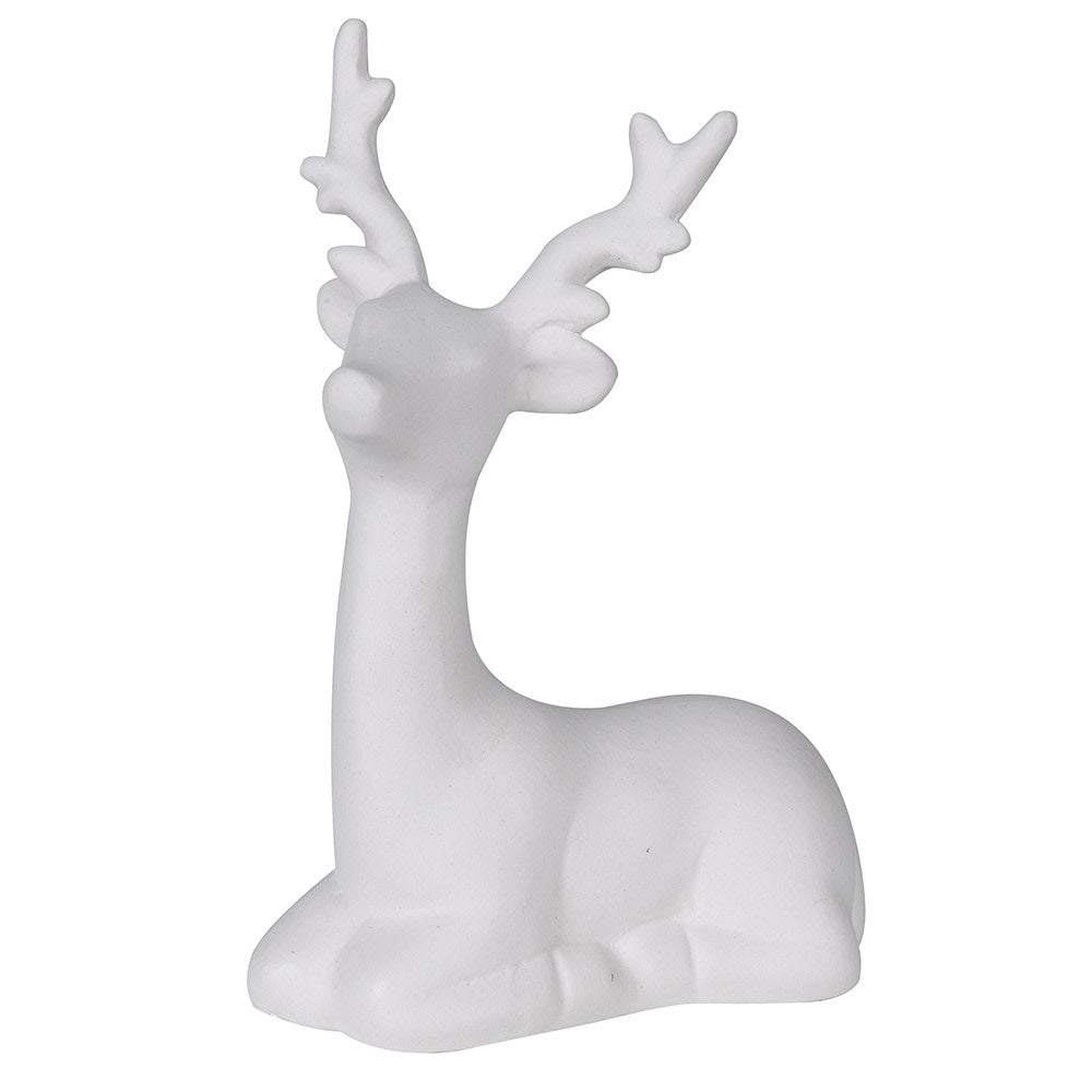 Small Porcelain Laid Down Matt White Deer 13cm | Annie Mo's
