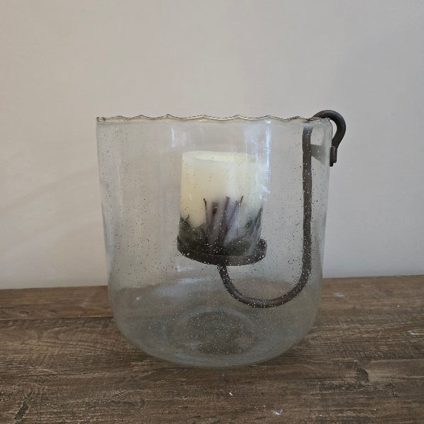 Small Bubble Glass Hurricane Candle Holder 2