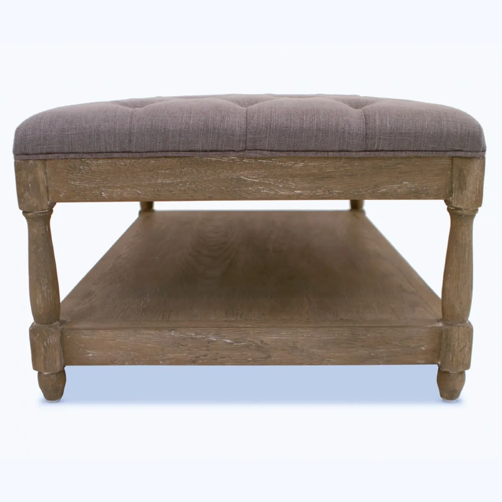 Colleville Soft Grey Buttoned Stool 103cm