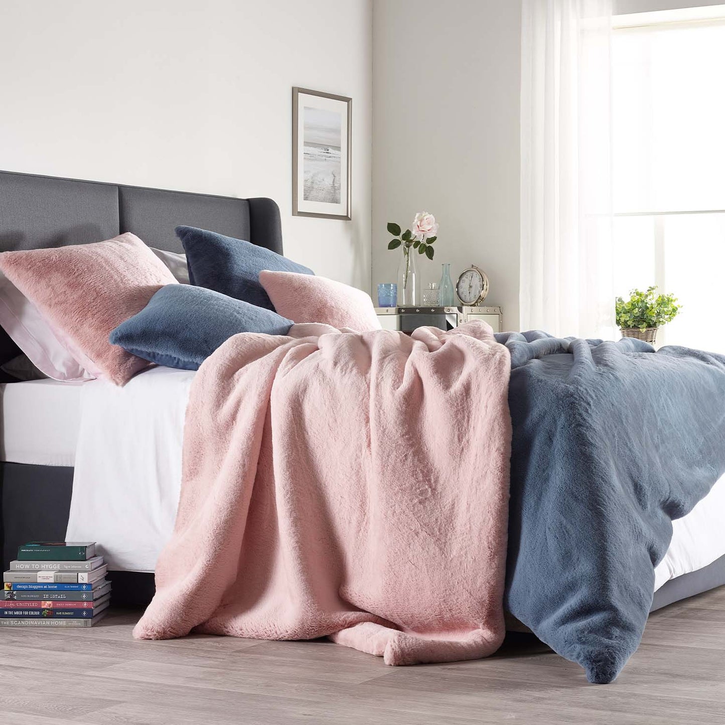 Soft Pink Faux Fur Throw - Size Choice