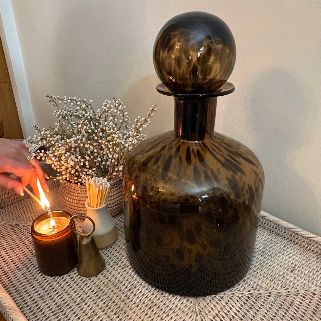 Squat Tortoise Shell Effect Bottle with Ball Top 39cm-C