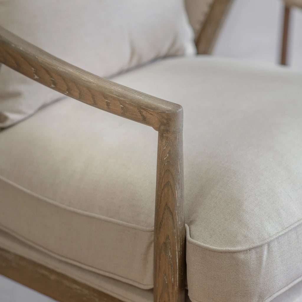 St James Oak and Linen Framed Curved Back Occasional Chair