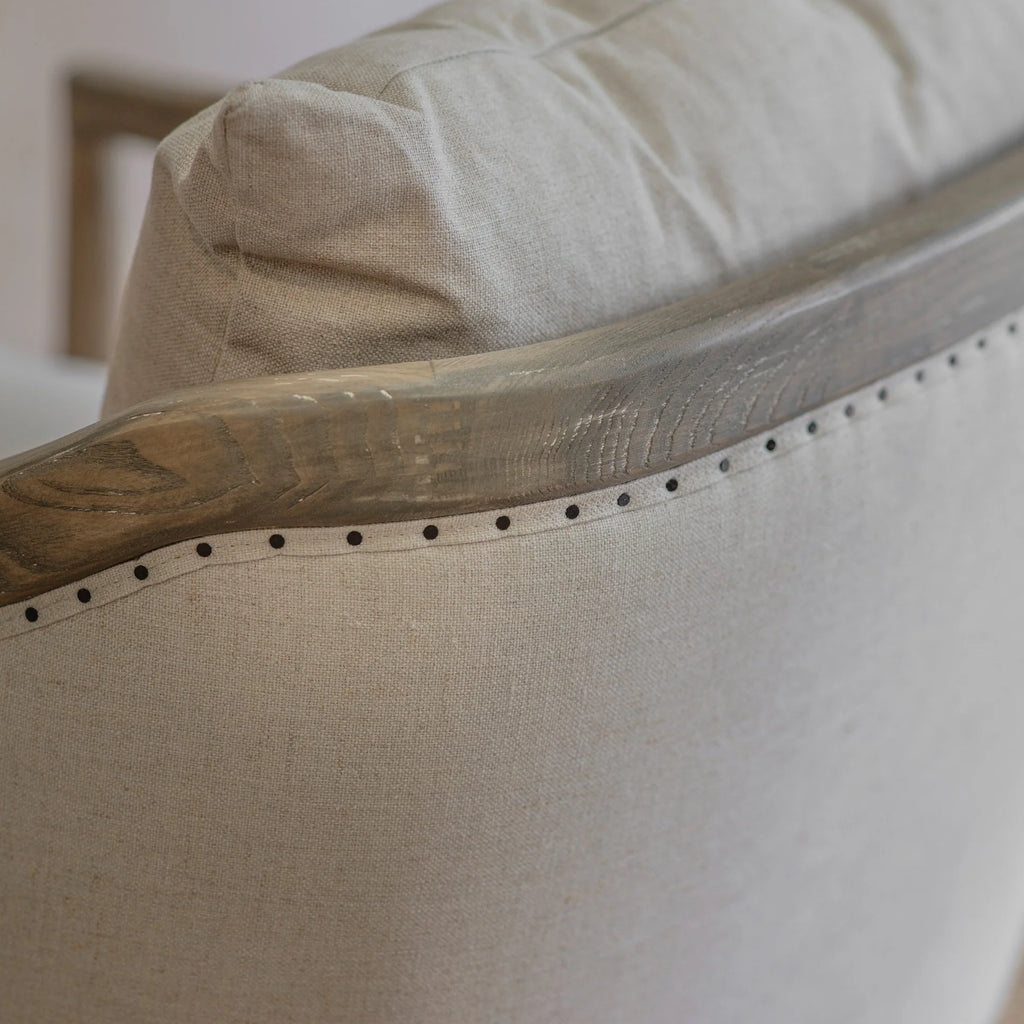 St James Oak and Linen Framed Curved Back Occasional Chair