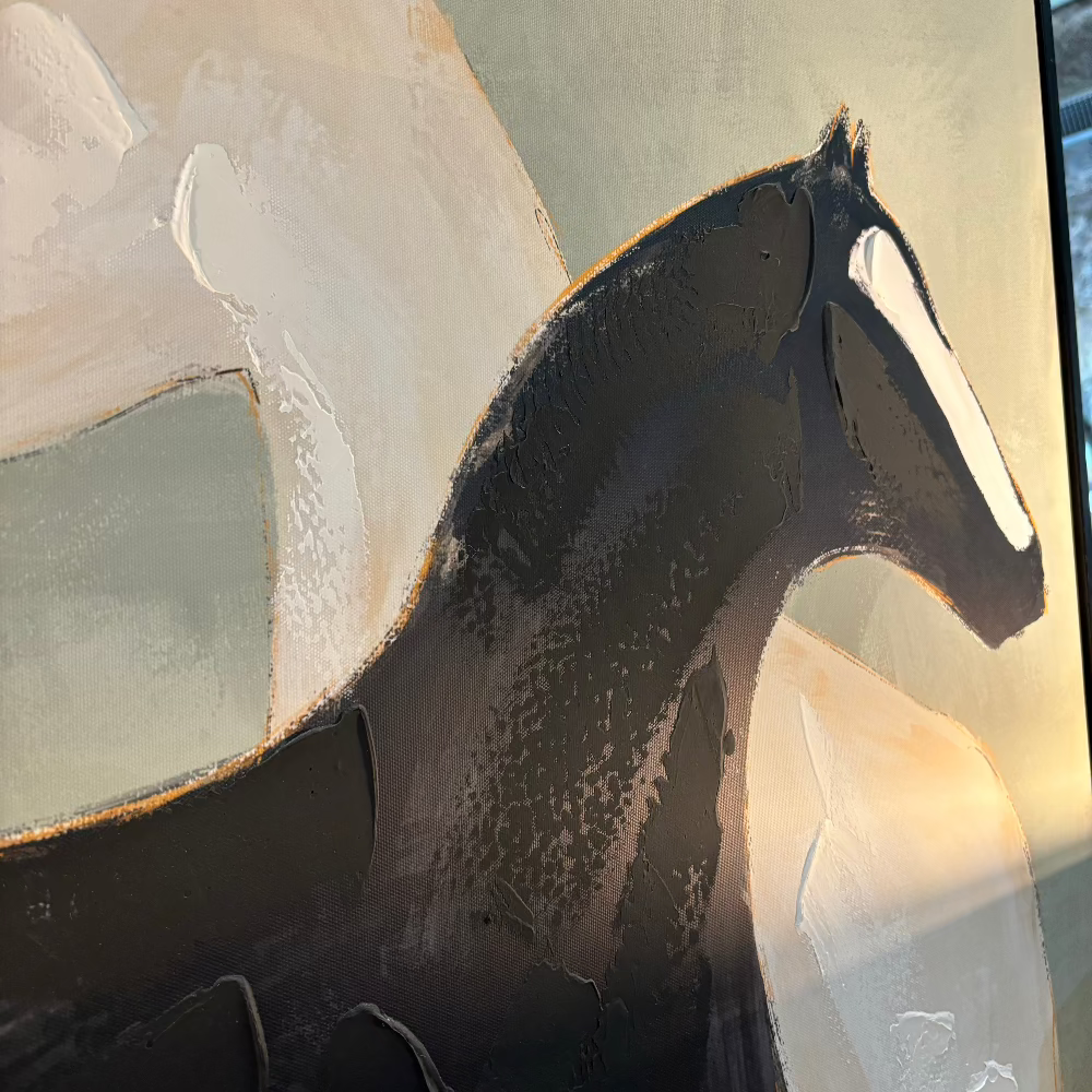 Stallion Shadows Framed Canvas D100cm