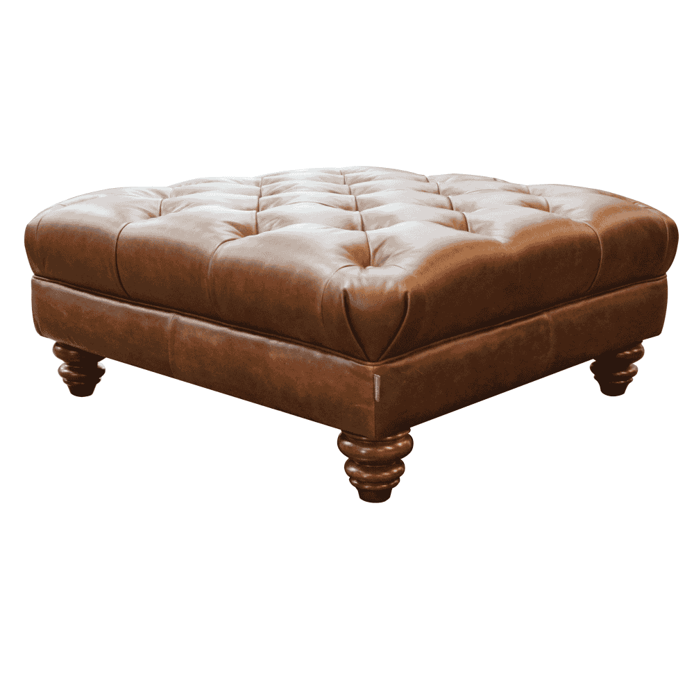 Stax Square Leather Footstool