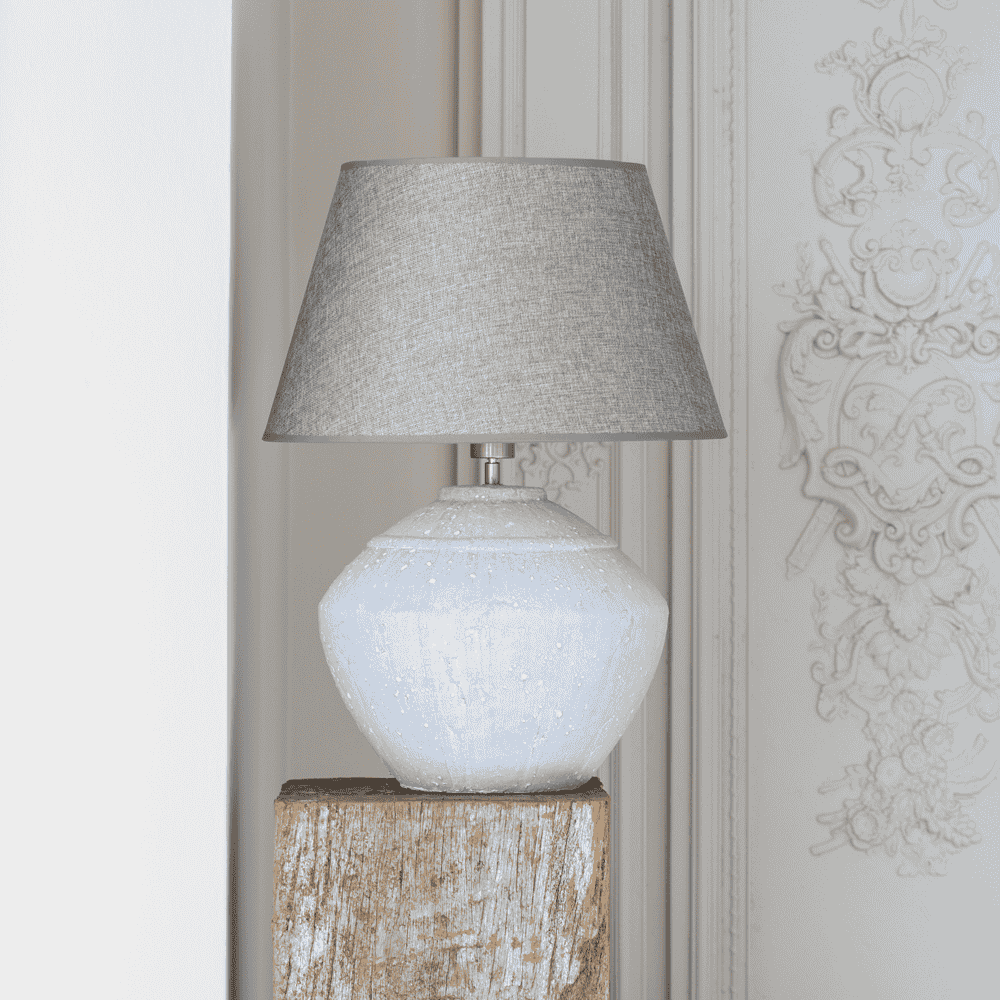Stoneware Lamp Leo With Grey Shade 61cm