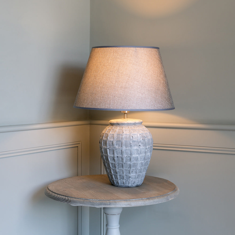 Stoneware Lamp With Grey Shade 61cm