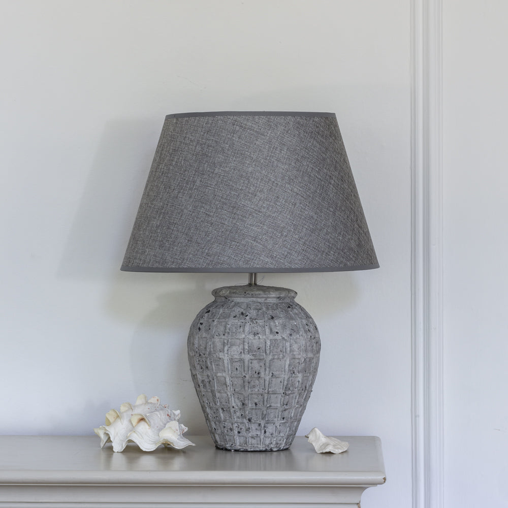 Stoneware Lamp With Grey Shade 61cm