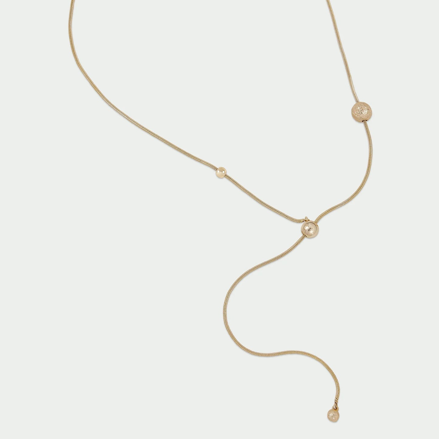 Synergy Necklace Lariat Necklace with Slider Bead - Gold | Annie Mo's3