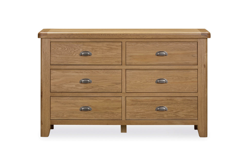 Tewkesbury Six Drawer Wide Chest of Drawers 140cm Wide