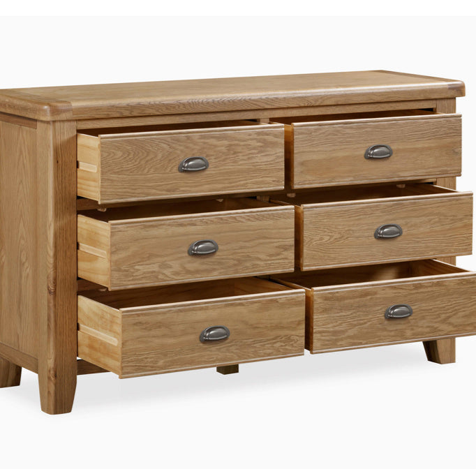 Tewkesbury Six Drawer Wide Chest of Drawers 140cm Wide
