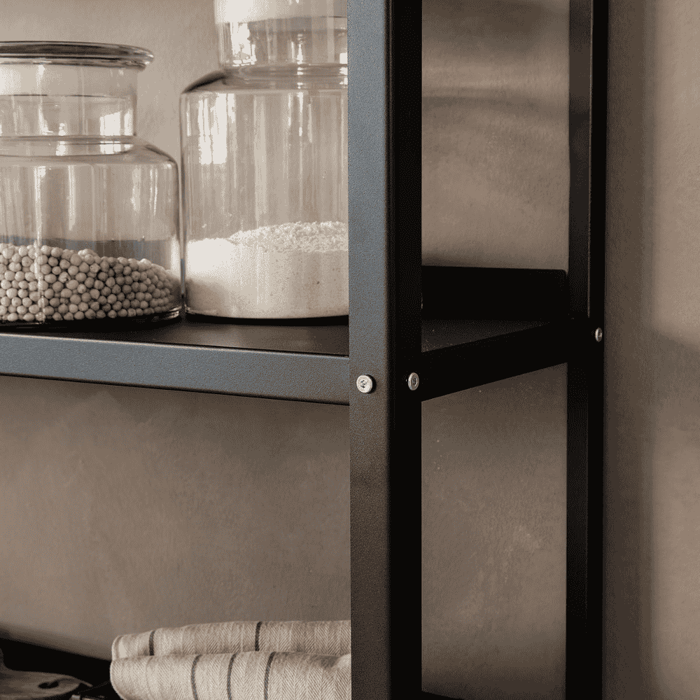 Tall Black Steel Bookcase 200cm