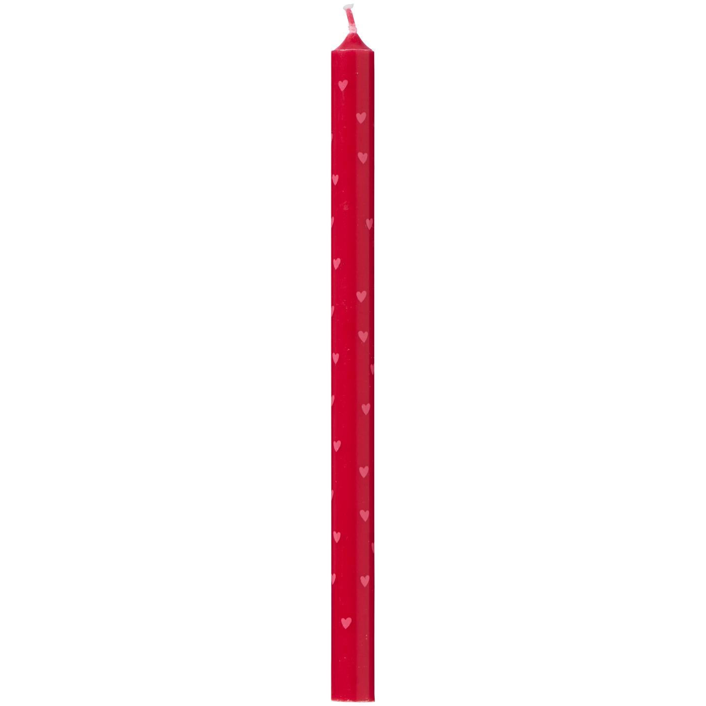 Taper Candle Red with Pink Hearts | Annie Mo'sb