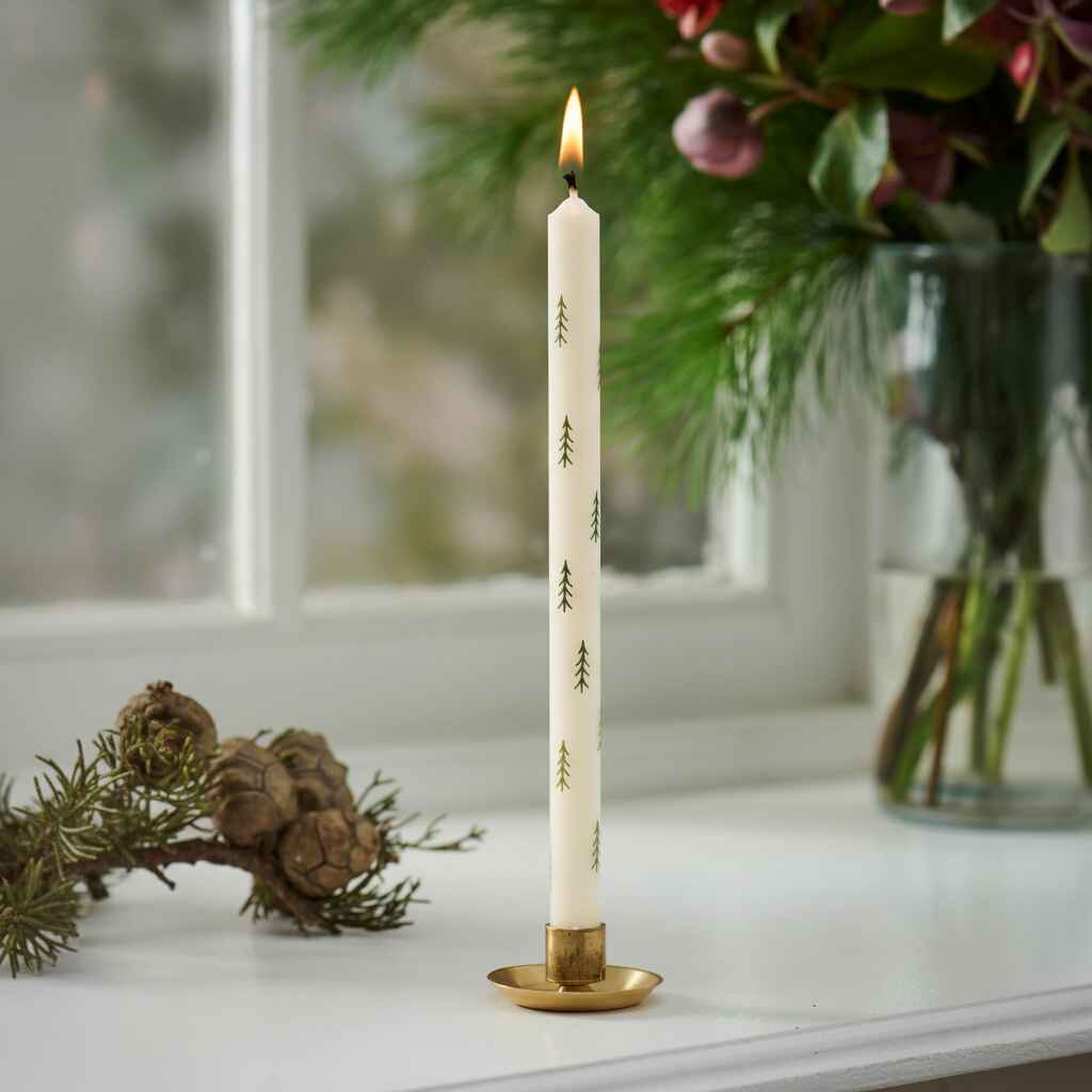 Taper Candle with Christmas Trees | Annie Mo's