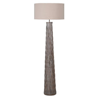 Tapered Woven Bamboo FloorLampwithLinenShade158cm