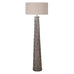 Tapered Woven Bamboo FloorLampwithLinenShade158cm