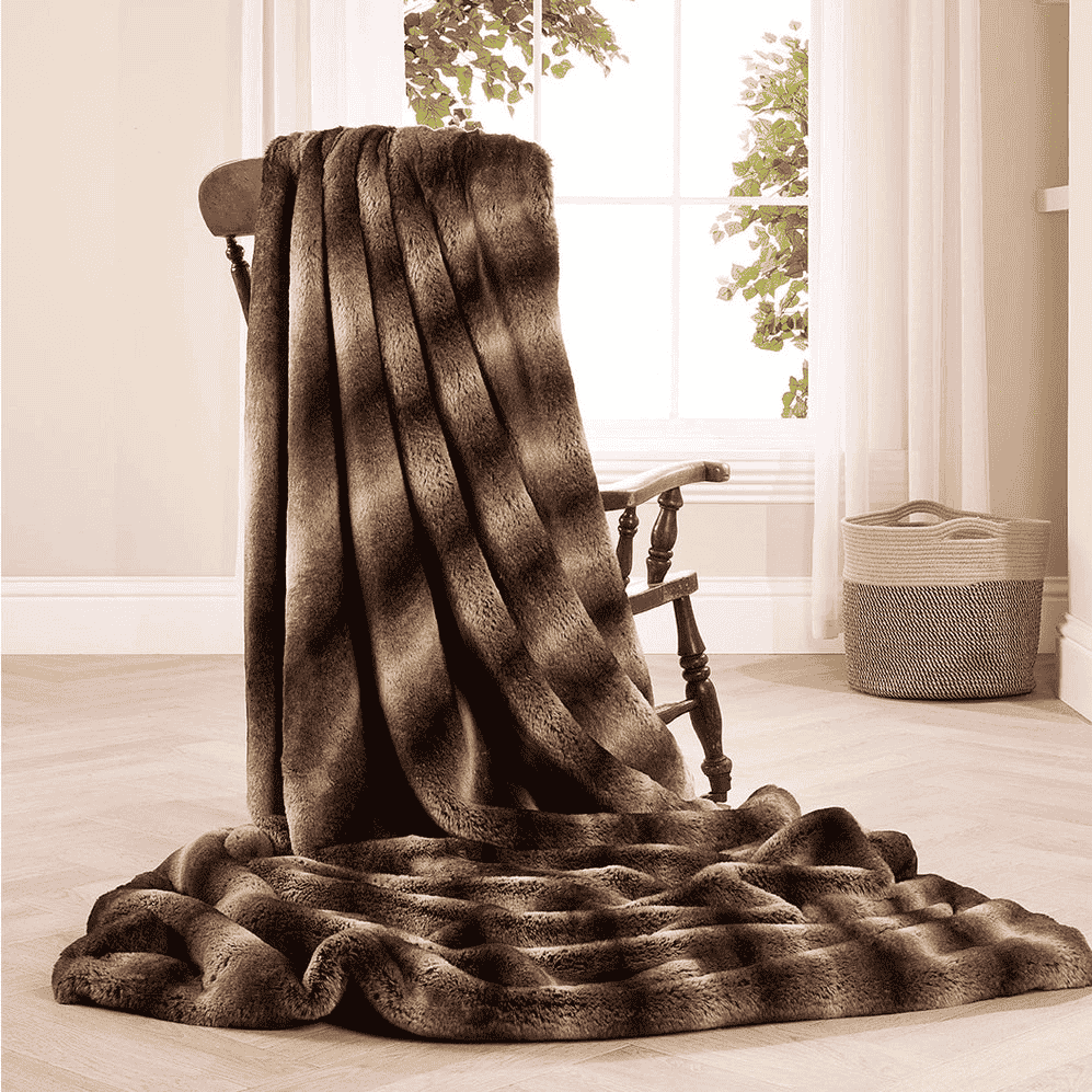 Taupe Rabbit Alaska Faux Fur Throw - Size Choice | Annie Mo's3